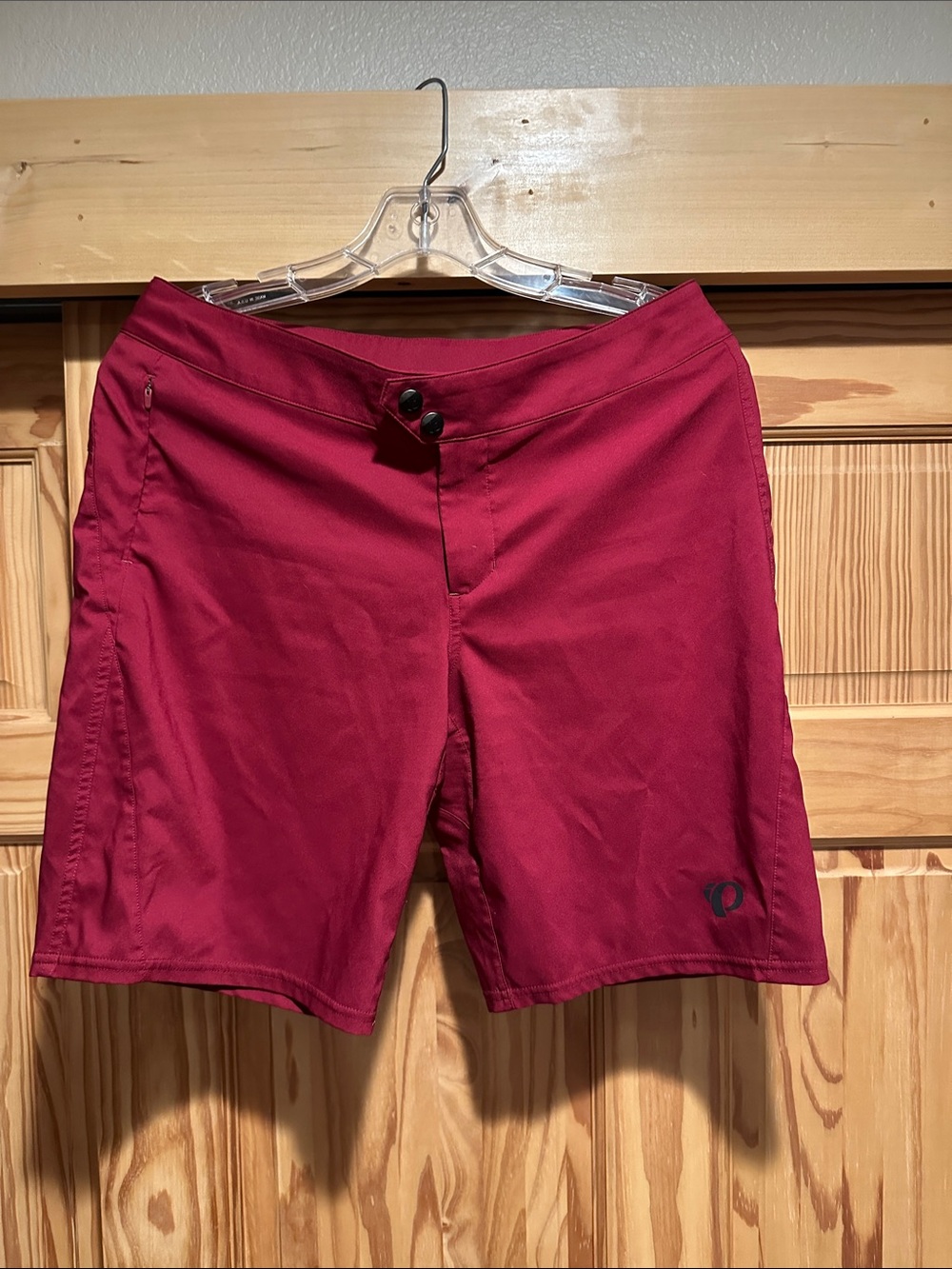 Pearl Izumi women’s Deep Red biking shorts. (Cranberry)